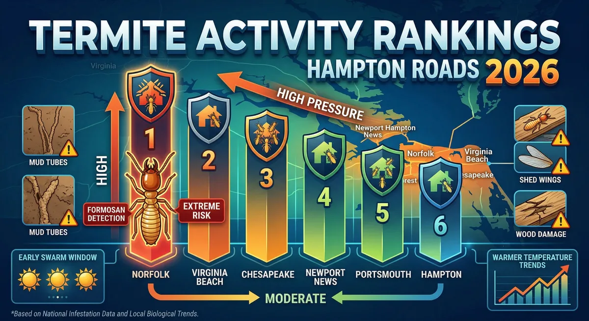 Is Your Hampton Roads Home at Risk? 2026 Termite Activity Rankings Are In!