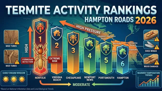 Is Your Hampton Roads Home at Risk? 2026 Termite Activity Rankings Are In!