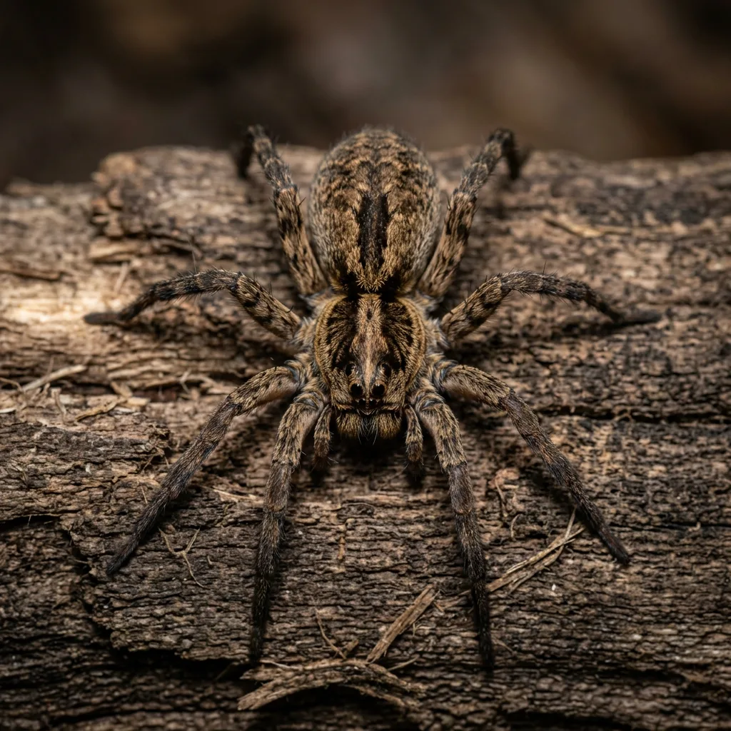 Brown wolf spider, an example of a spider mistaken for a brown recluse