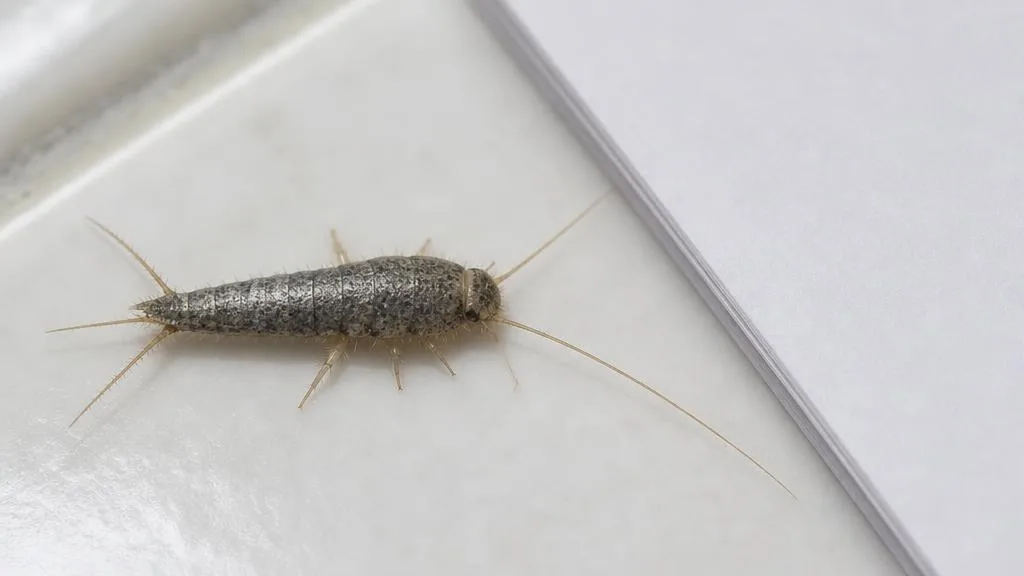 Silverfish on white bathroom tile in a Hampton Roads home treated by Universal Pest