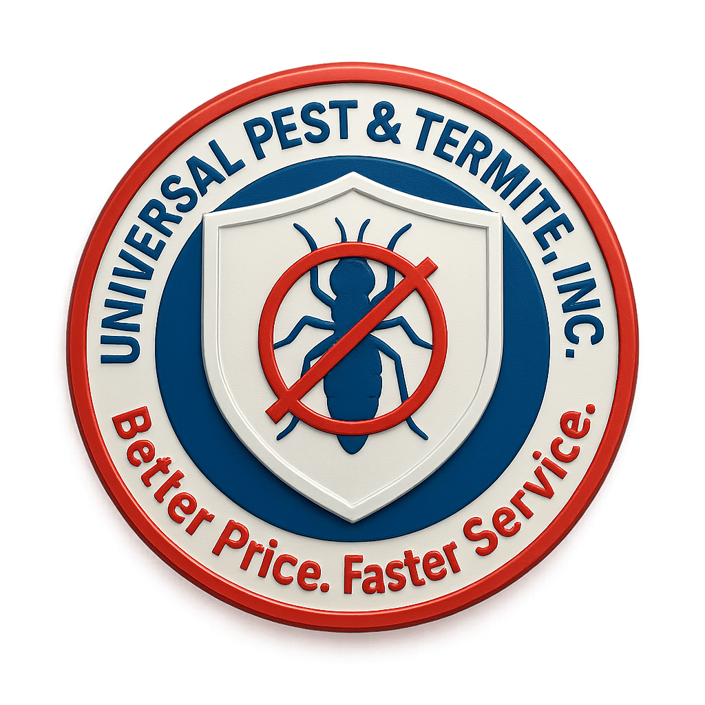 Universal Pest & Termite Logo pest free guarantee badge for virginai beach