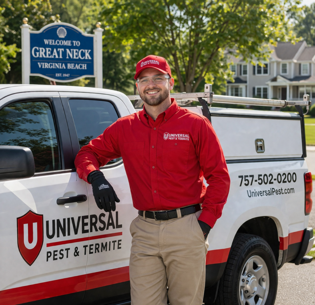 Local Virginia Beach pest control expert from Universal Pest & Termite ready to provide guaranteed residential extermination services in the Great Neck neighborhood