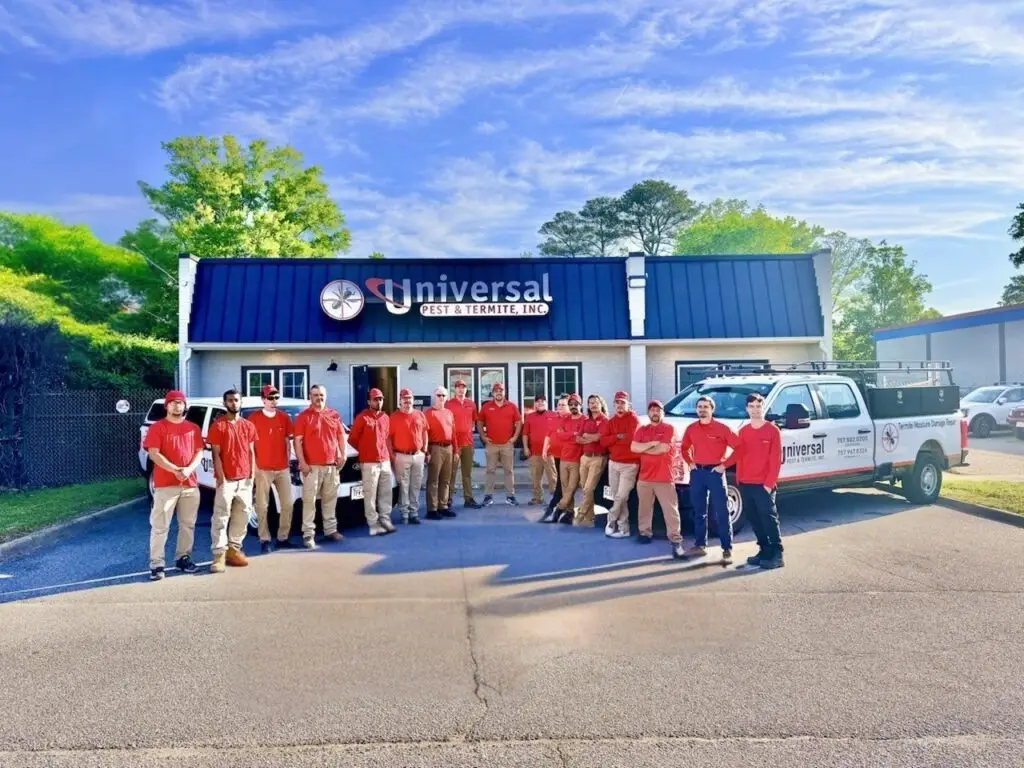 The Universal Pest & Termite professional technician team and service fleet that provides local ant and pest control services to Bay Colony in Virginia Beach