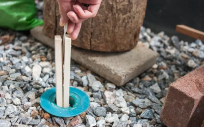 alt="Universal Pest & Termite technician inspecting a termite monitoring station with wood bait inserts to track subterranean termite activity in Virginia Beach.